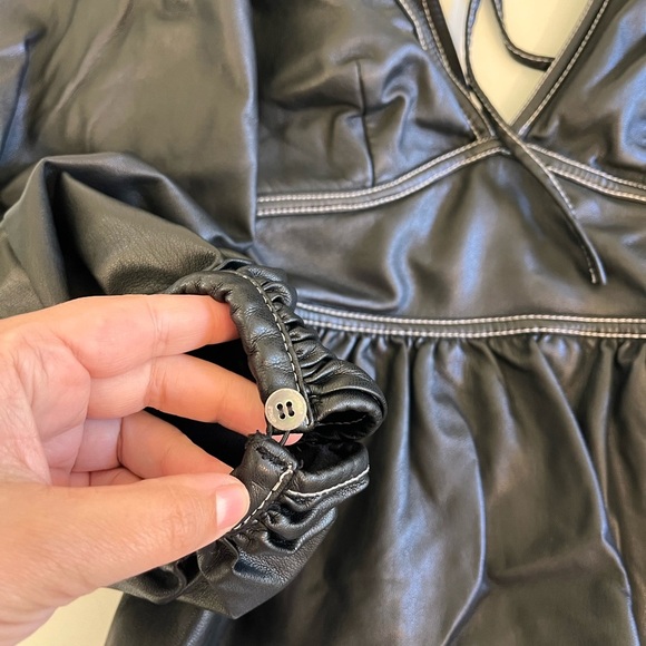 STAUD Black Faux Leather Luna Top - Picture 13 of 15